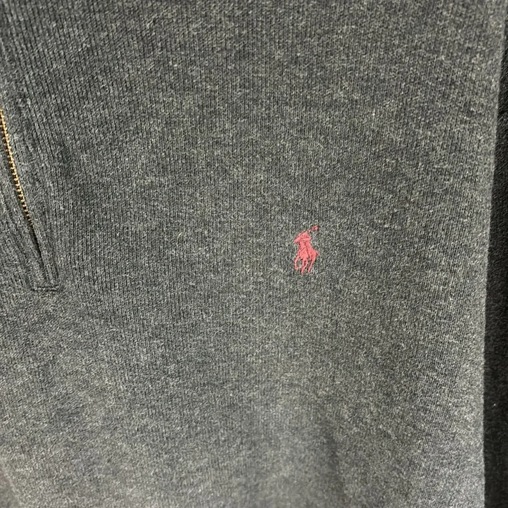 Polo Ralph Lauren Gray Cotton 1/4 Zip Pullover Sweater Size Large
